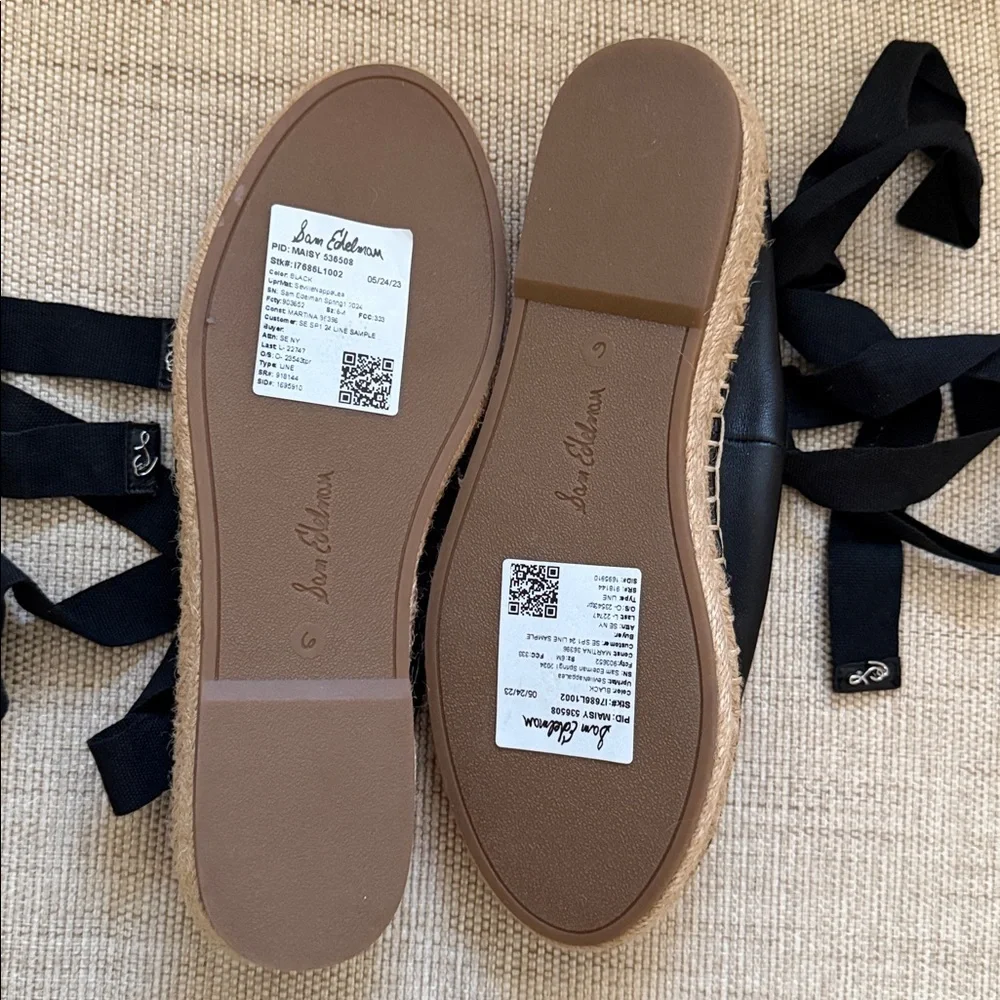 Sam Edelman Ballet Slipper Platform Espadrille Leather Ankle Lace Sample Maisy
